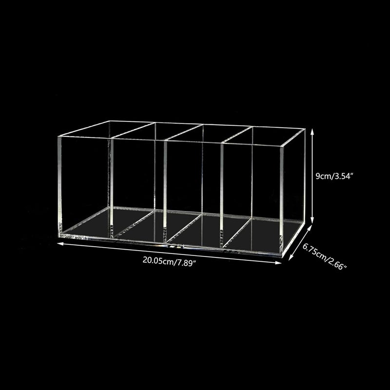 HSYMQ Acrylic Pen Holder 4 Compartments Clear Pencil Holder Organizer Makeup Brush Holder - Image 5